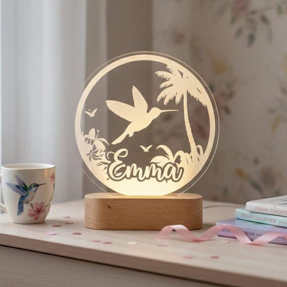 Hummingbird Custom Name Light | Personalized LED Cloud Decor | Baby Shower Gift - Picture 8 of 8